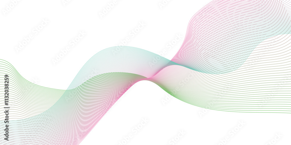Poster abstract vector background with colorful wavy lines.