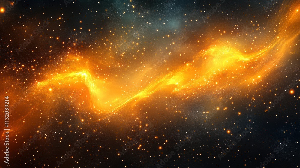 Wall mural digital abstract with soft fluid shapes glowing against a dark cosmic background