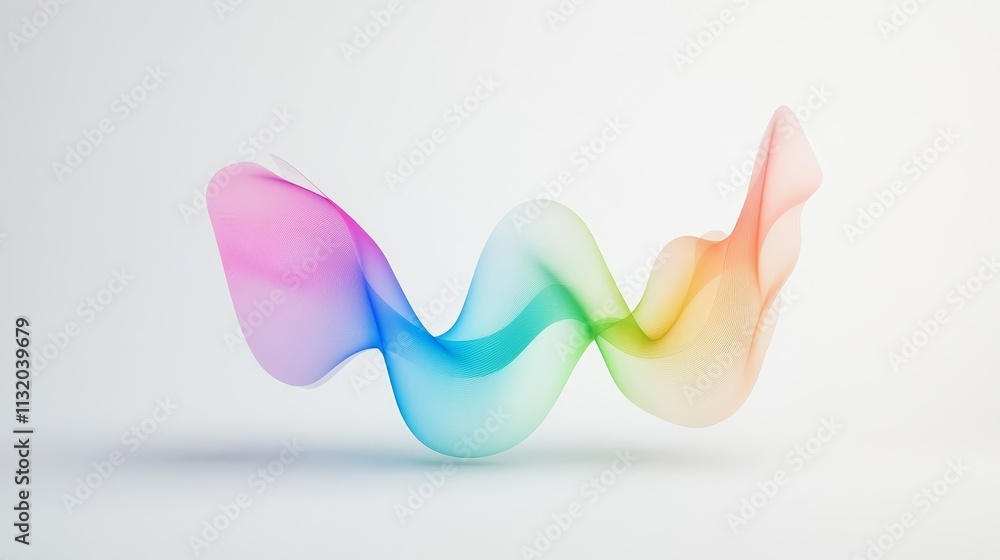 Poster abstract colorful wave design in soft pastel hues representing fluid motion and dynamic movement on 