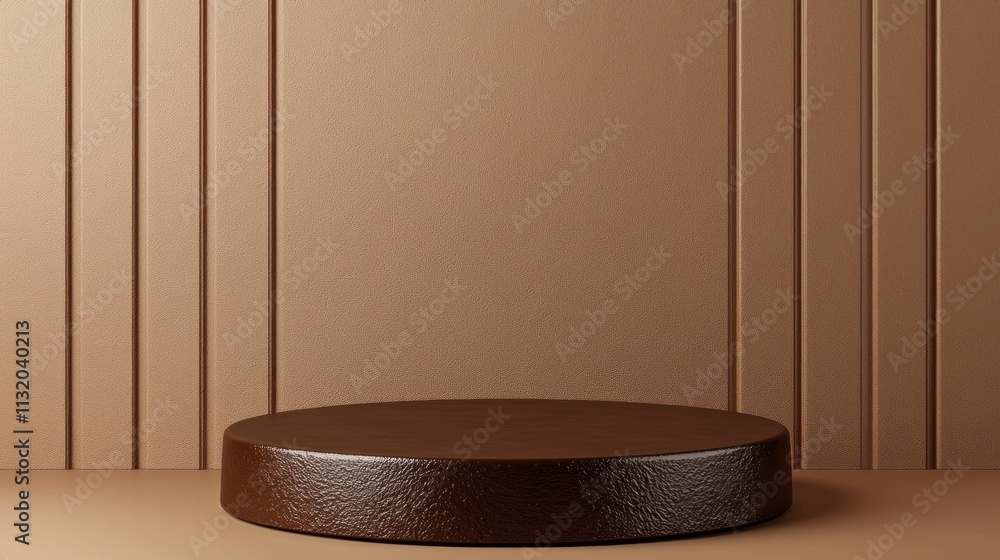 Poster an empty podium stands out against a luxurious mocha mousse colored backdrop, inviting creativity an