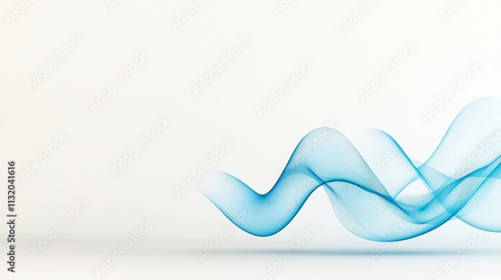 Poster abstract blue waves flowing across a minimalistic background, creating an ethereal, serene atmospher
