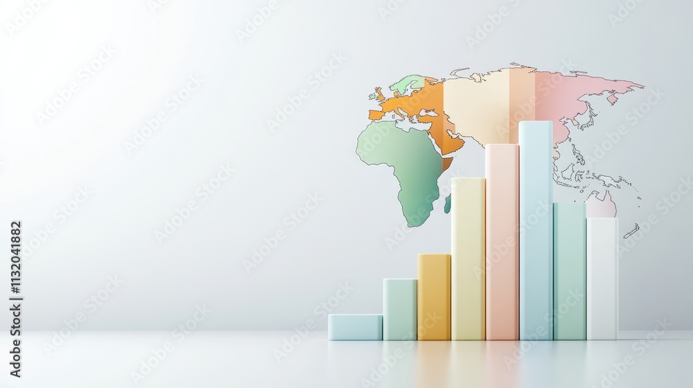 Aufkleber colorful bar chart with world map background illustrating global data trends for business analysis a