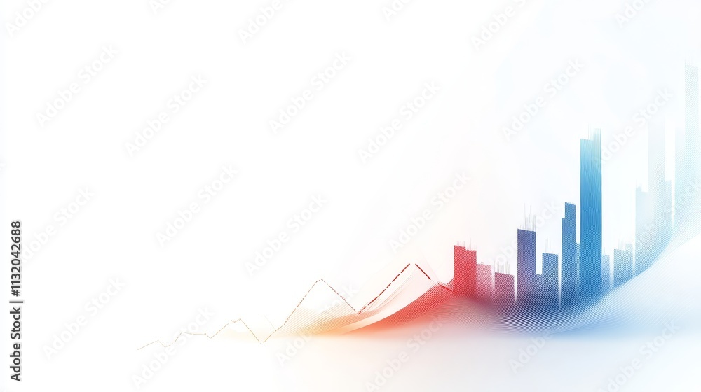 Aufkleber abstract city skyline with colorful financial graphs representing growth, innovation, and progress i