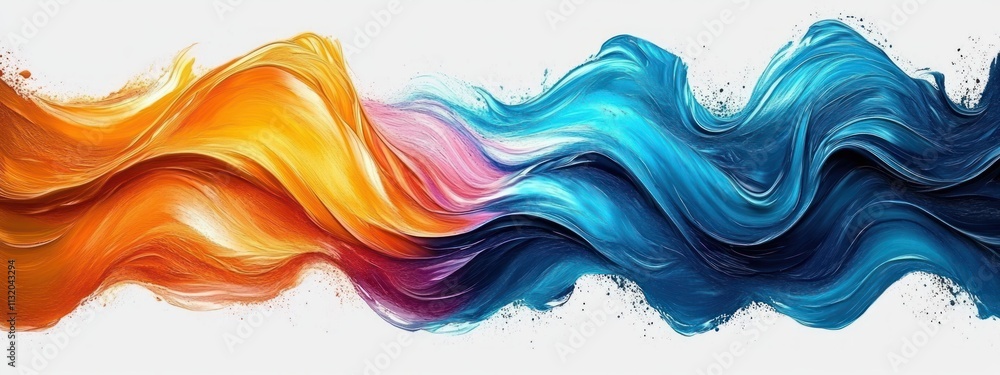 Poster abstract colorful brush stroke waves flowing swirl background design fluid texture
