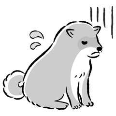 Obraz premium 具合が悪くて困った表情の犬のイラスト