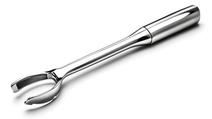 Obraz premium Stainless steel vegetable peeler with an ergonomic handle, isolated on a clean white background 