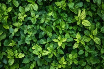Obraz premium Lush green leaves creating a vibrant natural backdrop.