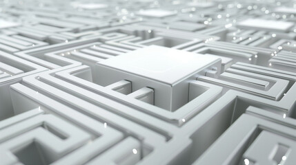 Close-up: A microchip with intricate circuitry on a clean surface, representing advanced technology and innovation in electronics.