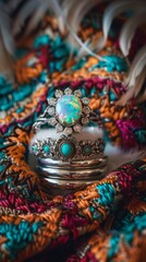 Fototapeta premium Opal Ring with Turquoise Accents.