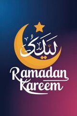 Obraz premium Crescent Moon and Star - Ramadan Kareem Celebration