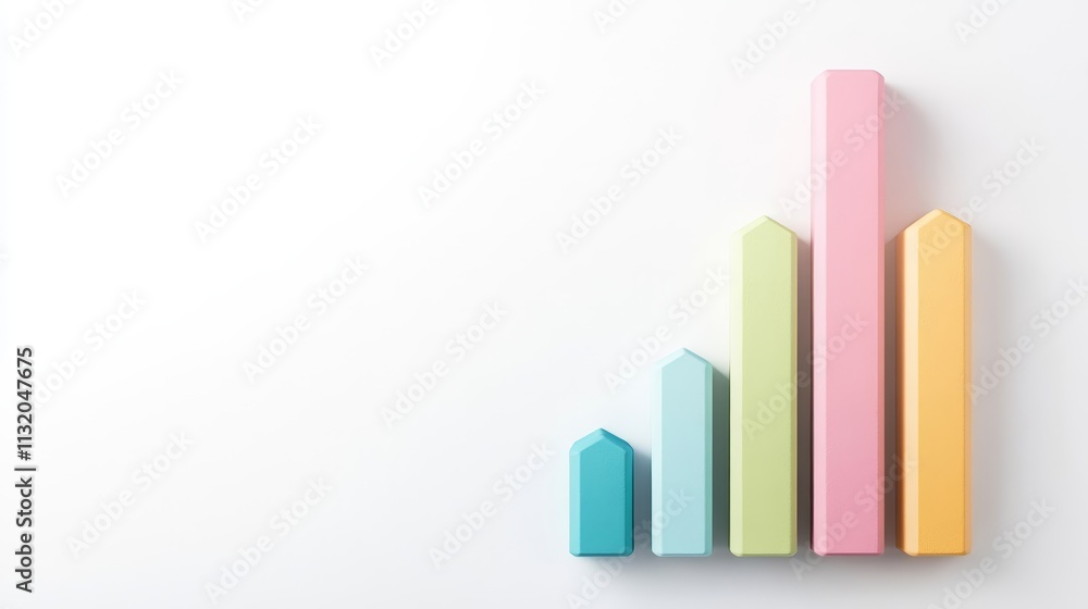 Aufkleber colorful bar graph representation on minimalistic background for business growth concepts and financ