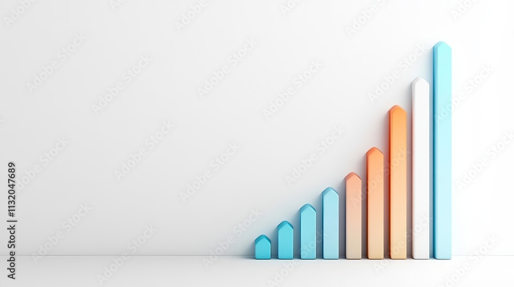 Aufkleber colorful 3d bar graph representing growth or progress on a minimalistic white background ideal for b