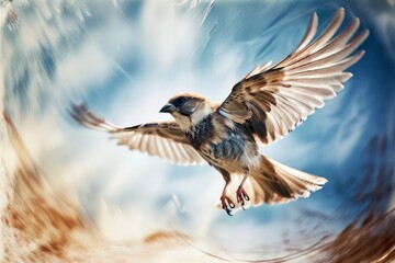 Obraz premium skyward bound high speed photography of birds in flight atterns