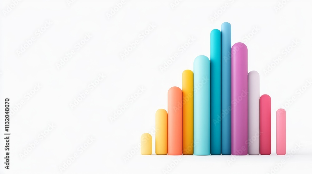 Aufkleber Colorful and Abstract Bar Graph Representing Growth and Progression in a Minimalistic Style with Soft Edges and Vibrant Colors for Creative Projects