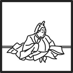 線画正方形シンプル百人一首　中納言兼輔