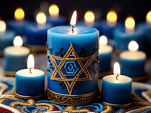 Photo hannukkah candle emboidery macro photoshoot - Powered by Adobe