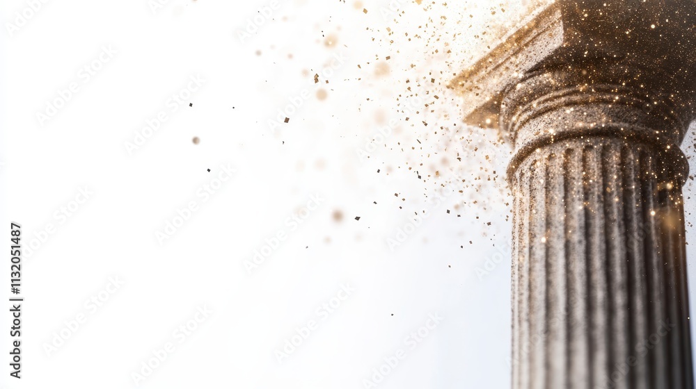 Poster golden dust exploding around classic column architecture background
