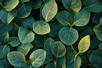 Obraz premium Lush green leaves with intricate vein patterns.