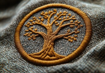 Minimalist Embroidered Logo Design Tree Fabric Patch Scandinavian