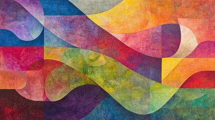 Fototapeta premium Layered abstract design with dynamic geometric patterns in vibrant rainbow hues