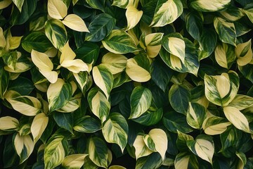 Fototapeta premium Lush green leaves with variegated patterns.