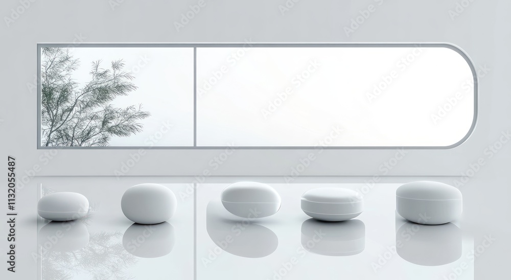 Fototapete modern minimalistic ui design mockup with white buttons for mobile and web applications