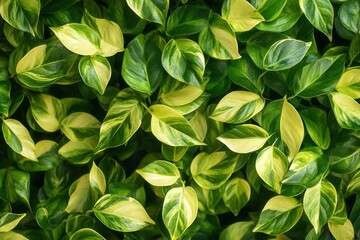 Fototapeta premium Lush green leaves with varying shades and patterns.