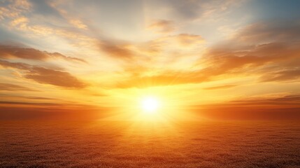 Fototapeta premium Golden Sunset over Serene Field Nature Landscape Sunrise Sky Dawn Peace
