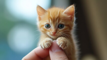 Fototapeta premium A Close-Up Portrait of a Ginger Kitten
