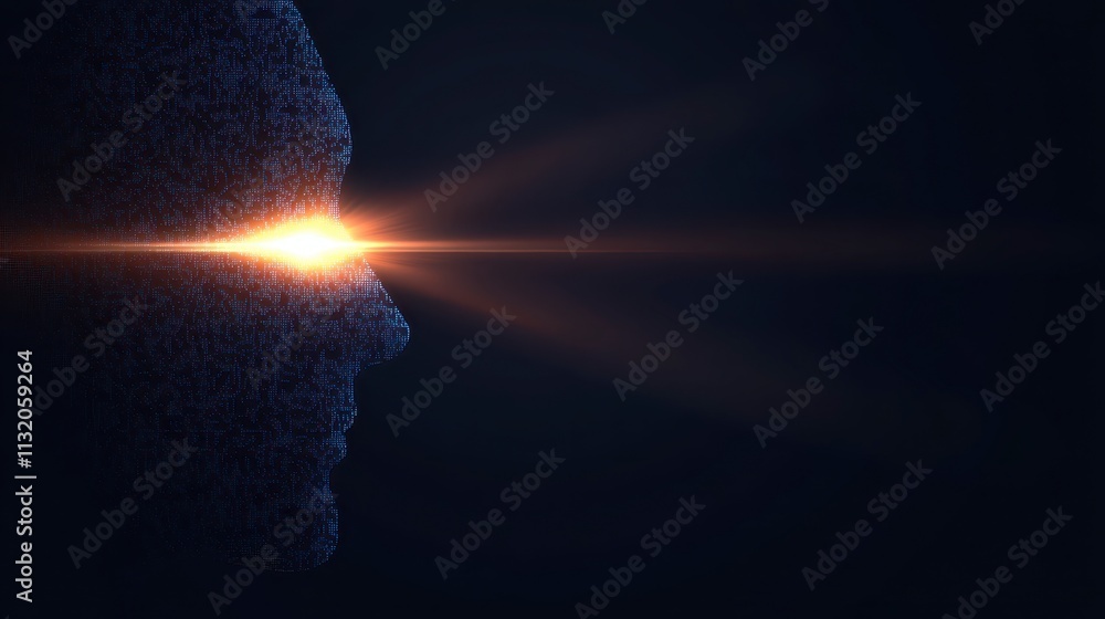 Poster digital head profile ai data technology future innovation abstract light concept