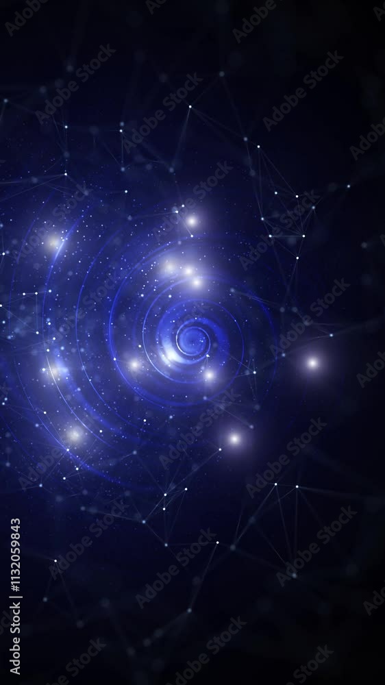 Poster abstract loop light blurred spiral with lights motion vertical background.