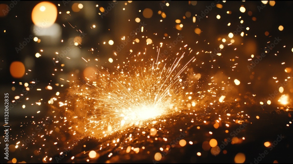 Poster Bright sparks and glowing embers explode from a central point, creating a fiery, dynamic display.
