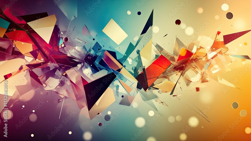 Poster abstract colorful geometric shapes with dynamic visual elements