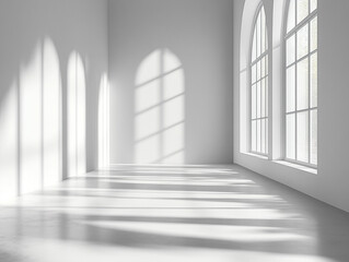 Obraz premium Minimalist Space with Beautiful Light Streaming Through Arched Windows