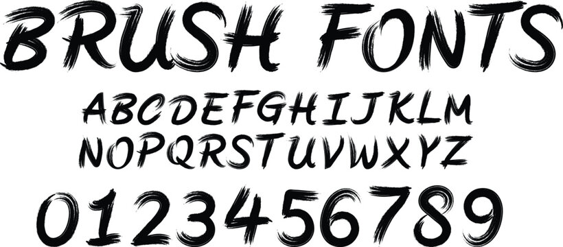 set of brush stroke letter 