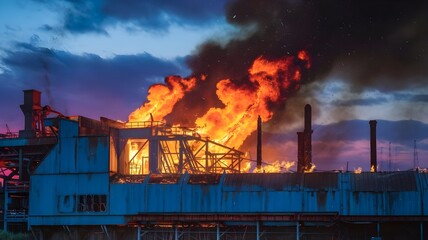 A factory fire, air pollution