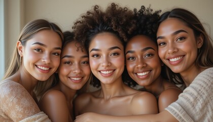 Fototapeta premium Diverse Women Friendship Happy Smiles Beauty Portrait