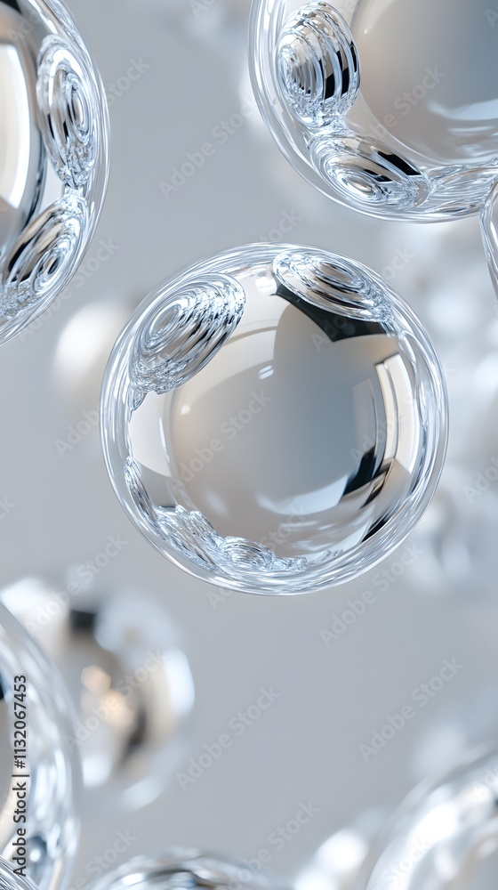 Poster multiple translucent spheres with concentric circular patterns