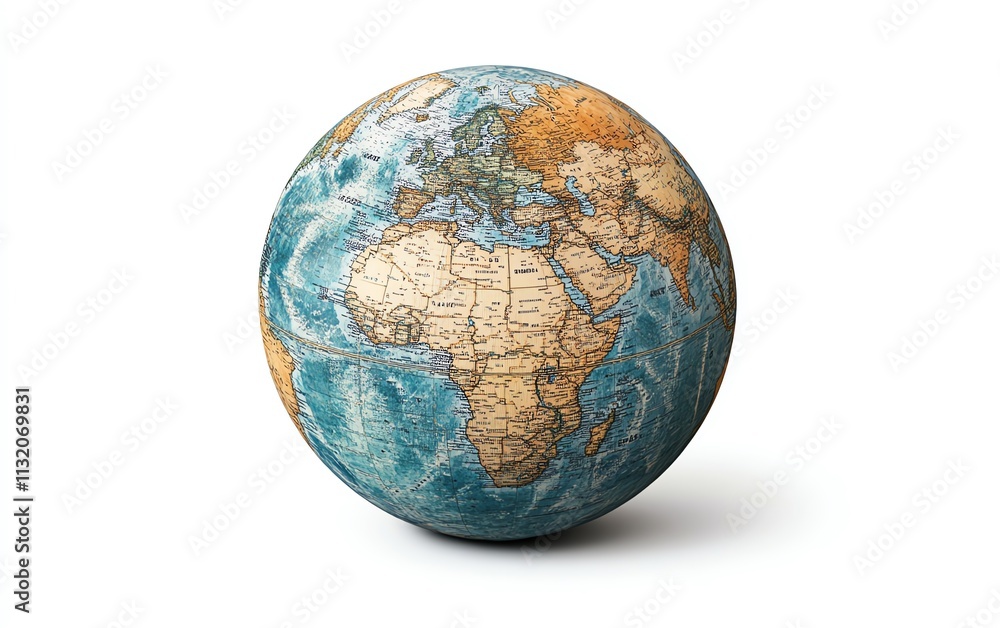 Poster a digital globe featuring interconnected continents and data networks, representing global technolog