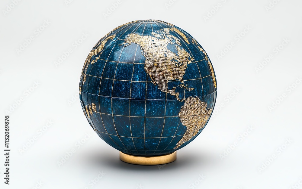 Poster a digital globe featuring interconnected continents and data networks, representing global technolog