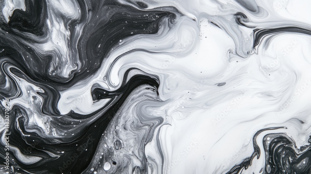 Poster abstract black and white swirl pattern with fluid art texture