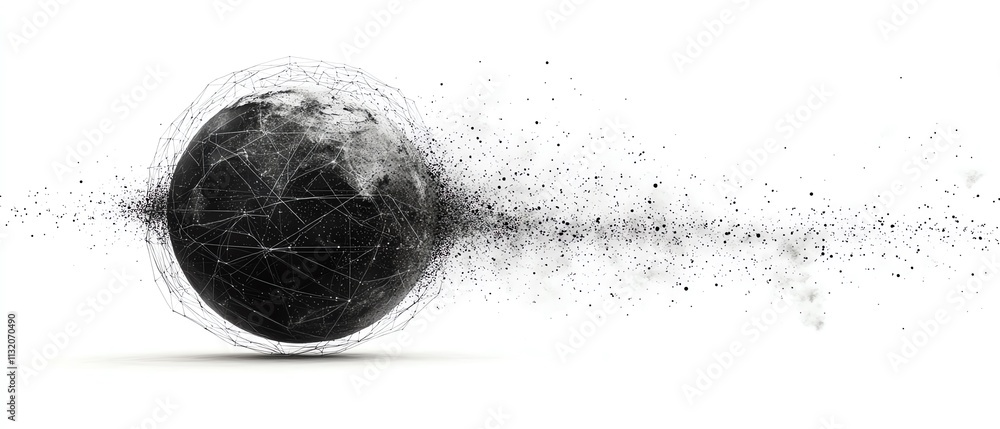 Aufkleber a global sphere with digital networks connecting continents, representing the interconnected world o