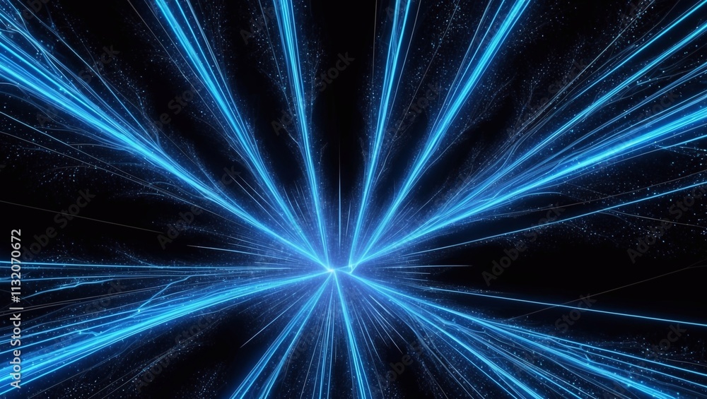 Poster a luminous network of blue lines and dots set against a dark backdrop.