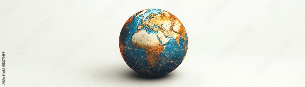 Aufkleber a glowing digital globe showing interconnected continents and global networks, symbolizing the moder