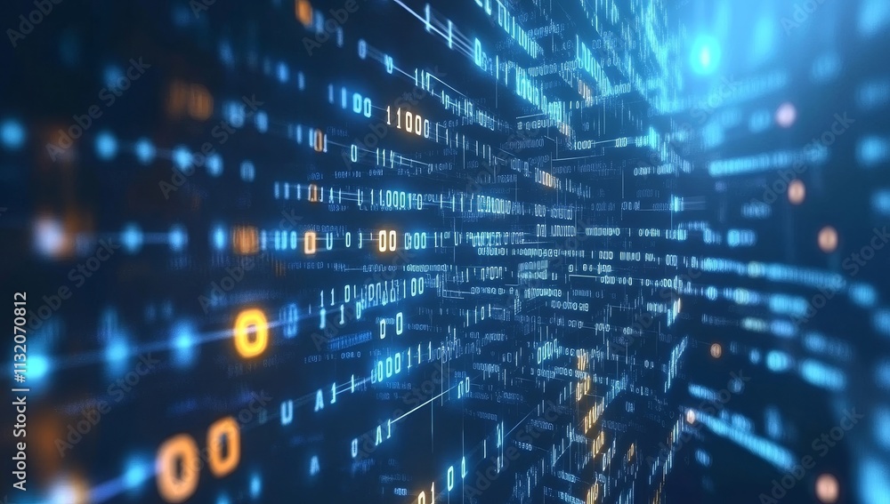 Poster Abstract digital data stream flowing in cyberspace.