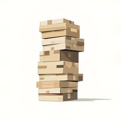 a stack of cardboard boxes, warehouse theme, clean vector illustration, neutral colors, isolated on white background 