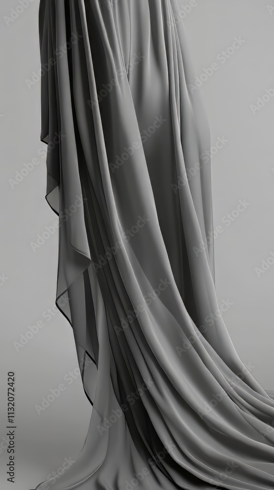 Poster elegant fabric drape with soft flowing folds in neutral tones creating a calm and serene studio back