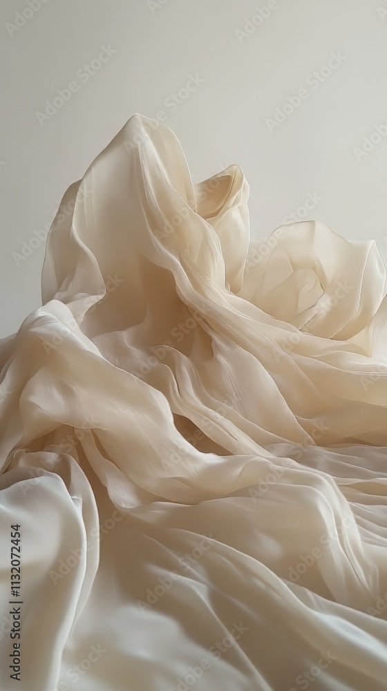 Aufkleber elegant fabric drape with soft flowing folds in neutral tones creating a calm and serene studio back