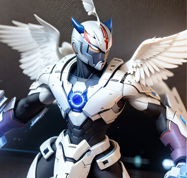 The Air Mechanical Warrior "White Swan". AI-Generated