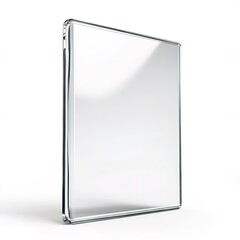 a transparent glass tablet, ultra-modern design, photorealistic rendering, clear and gray, isolated on white background 